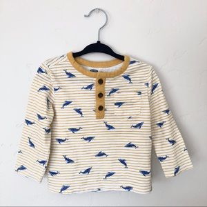 Old Navy Yellow Striped Whale Tee